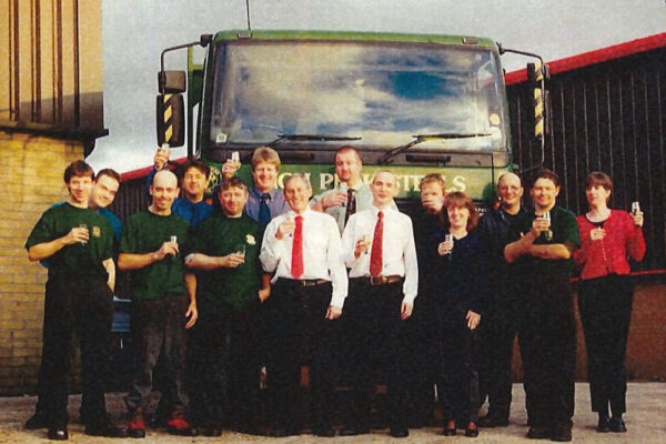 steel-stockholders-history-2001b Archive footage of High Peak Steels team drinking champagne